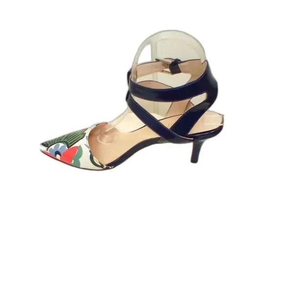 Nine West Pumps Vibrant Size 9M Flower Print Slip On Pointed Toe - Picture 4 of 16